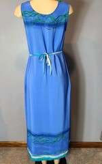Mlle Gabrielle Womens Flowy Boho Dress Sz 8 Blue Tie Back Resort Vacation Beach