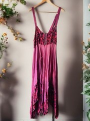 Boho Indie Festival Tank Sun Dress Small Asymmetric Hem Tie Lace Up Front Dye