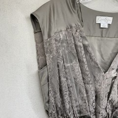 Jessica Simpson Dress Velvet Dark Silver Gray Sheer Pleats Size Medium Stretch