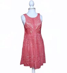 Free People Rocco Floral Crochet Lace Mini Dress Babydoll Pink Size 2