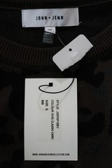 John + Jenn Gray Black Leopard Animal Print Crewneck Knit Sweater Dress Women S