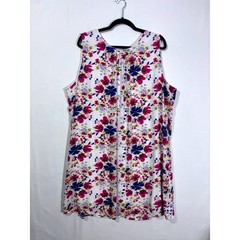 Cottage Feminine Floral Tie Back Pleated Massini Sleeveless Dress Womens 2X