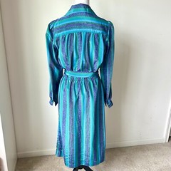 Vintage SCHRADER Sport New York Striped Lightweight Belted Midi Dress—SZ. 6