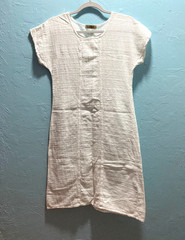 Ezze Wear Canada Textured Cotton Dress Cap Sleeves Ivory Coastal Resort S/P