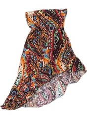 Kiwi Strapless Asymmetrical Dress M Ruffle Colorful Festival Boho Coverup