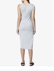 Sanctuary Salma Midi Dress Size Medium Jewel Neck Gray Soft Jersey Ruched Waist