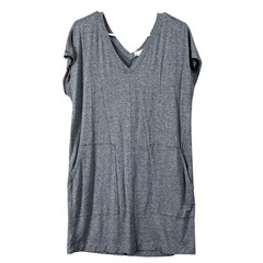 Loft Outlet Lounge Dress Womens S Gray V-Neck Cap Sleeve Pocket T-Shirt Shift