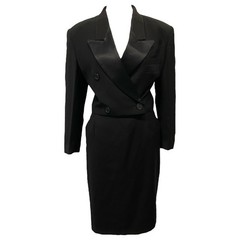 90s Gianfranco Ferre Studio 0001 Ferre Black Wool Blazer Dress Sz 6 NEEDS REPAIR