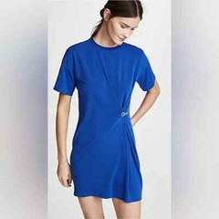 Rag & Bone Mitchell Blue Hook Loop Ruched Side Dress Stretch Minimalist Career S