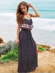 American Eagle Outfitters Navy and White Patterned Dress