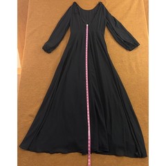 Lulus Womens Medium Black Long Sleeve Puff Shoulder V-Neck Maxi Dress NWT