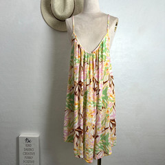 ROXY tropical beach cover summer dress L resort beach ocean vacation light flowy