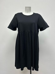 Ex M&S Ladies 100% Cotton Jersey Round Neck Stretch Dress Plus Sizes 20 22 24