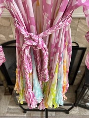 NEW NWT $525 RHODE « Ella » chiffon mini dress in pink multicolor sz M