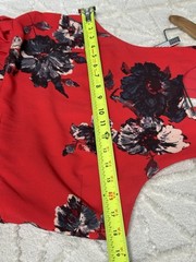 Free People Flutterby Printed Mini Dress Red/Black Floral Sz 12 Fit N Flare EUC