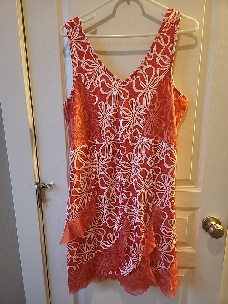 Tango Mango Coral Sleeveless Tank Dress Sz L Beach Resort Coastal Vacation