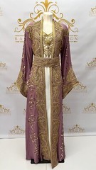 Kaftan Dress 3Pc Golden Embroidery Beads Paisley Design Fancy Women&rsquo;s Long Abaya