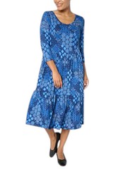Comfort Code Women&rsquo;s Stretch Jersey Tiered Midi Dress Blue Medallion