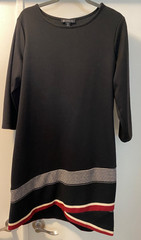 INC 3/4 Sleeve Sheath Dress Color-blocked design Black Red White XL