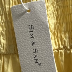 Sim & Sam Dress Yellow Tiered Maxi Size XS White Scallop Trim Sundress Feminine