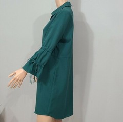 Sharagano Long Sleeve Button Front Shirt tunic Dress Green Size 8