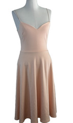 ASOS Fit & Flare Dress Size 6 Blush Pink Spaghetti Strap Stretch Knit V Neck UK