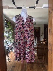 NWT Dear Scarlett Paisley Print Sleeveless Dress in Black, Pink & Green Size XL