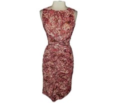 VINCE CAMUTO Size 12 Sheath Dress Orange Rust Ivory Sleeveless Knee Length