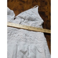 FUTURE COLLECTIVE | White Eyelet Spaghetti Strap Smocked Cotton Sundress | XL