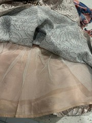 Eliza J Embellished Metallic Jacquard Fit & Flare Dress in Champagne Rose Gold