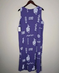 Exist Sports Line Dress Womens Extra Large Purple Fish Print Sleeveless Maxi