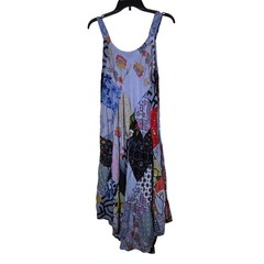 Advance Blue Patchwork Midi Dress One Size Boho Hippie Festival Cottage Gypsy