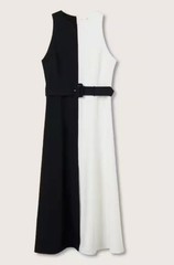 Mango MNG Black White Colorblock Midi Dress XXS Sleeveless NWT