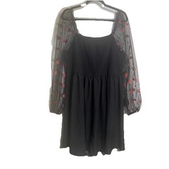 Valentine Dress 4XL Smocked Bodice Sheer Sleeves With Red Glitter Hearts