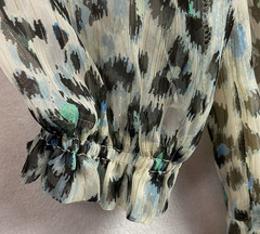LOFT Animal Print Tiered Loose Fit Lightweight Lined Dress Long Sheer Sleeve MP