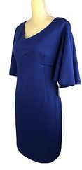 Trina Turk Dress Sheath 10 Stretchy Short Sleeve Career Cobalt Blue New $178
