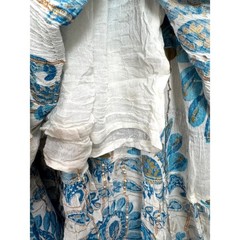 Me 2 Magic bohemian floral paisley ruffle smocked maxi dress blue cream sz M