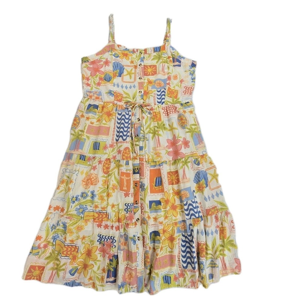Speed Limit Multicolor Floral Smocked Sundress 2X Button Front Adjustable Straps
