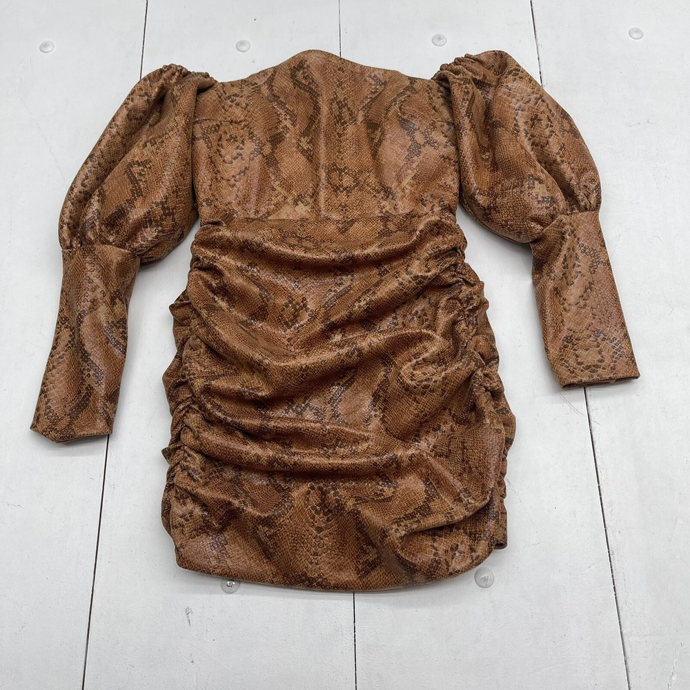 Michael Costello Hudson Tan Snake Print Mini Dress Women’s Size Medium New
