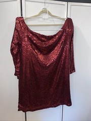 Xtaren Party Red Sequin Above The Knee Off The Shoulders Dress NWOT