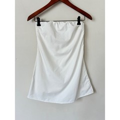 White Strapless Linen Blend Cutout Back Tube mini Dress xs minimalist