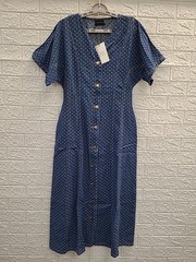New Miou Muse Dot Print Button Front Denim Dress Women&rsquo;s Size M