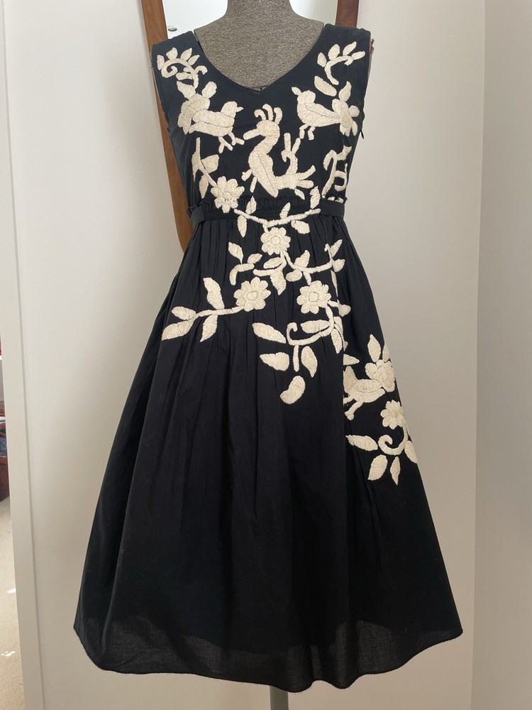 Husk Black Mexican Embroidered Boho Dress