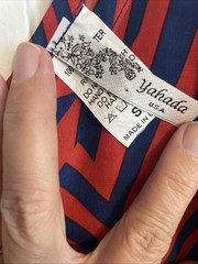 Yahada Women’s Dress Red and Navy Size Small EUC 100% Polyester Wrinkle Free