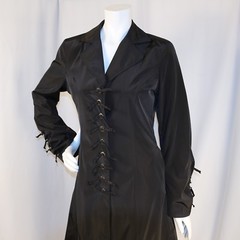 BETSEY JOHNSON Black Solid Polyester Women Lace Up Dress Jacket Size S