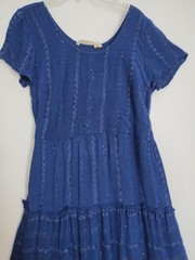 Soft Surroundings Tiered Blue Maxi Dress Women&rsquo;s S Kara Shimmer Sequin Cowgirl