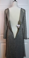 Stephen Yearick Taupe Grey 100% Silk Hand-Beaded Full Length Gown Size 8 Ex Cond
