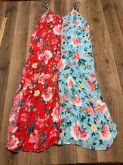 Sleep Social Dress Women&rsquo;s Medium Blue Red Pink Green Floral Beauty Maxi Length