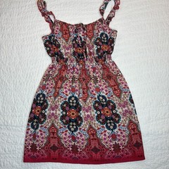 Xtraordinary boho smock waist mini sundress Sz M ruffle straps cottage festival