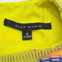 Alex Marie Tweed Shift Dress 4 Pink Lime Green Textured Sleeveless Stripe Knit
